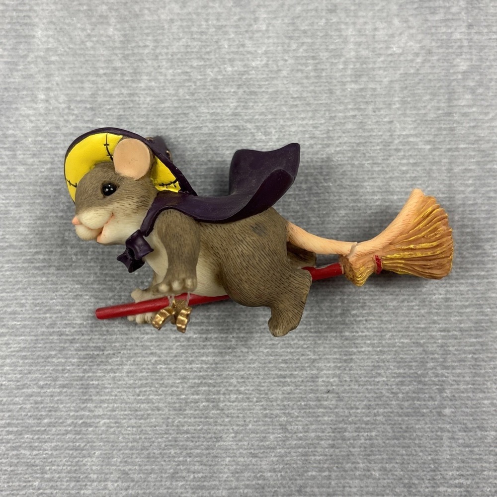 Fitz & Floyd Charming Tails Spellbound Mouse Witch Spins Musical Figurine Works - Picture 3 of 6